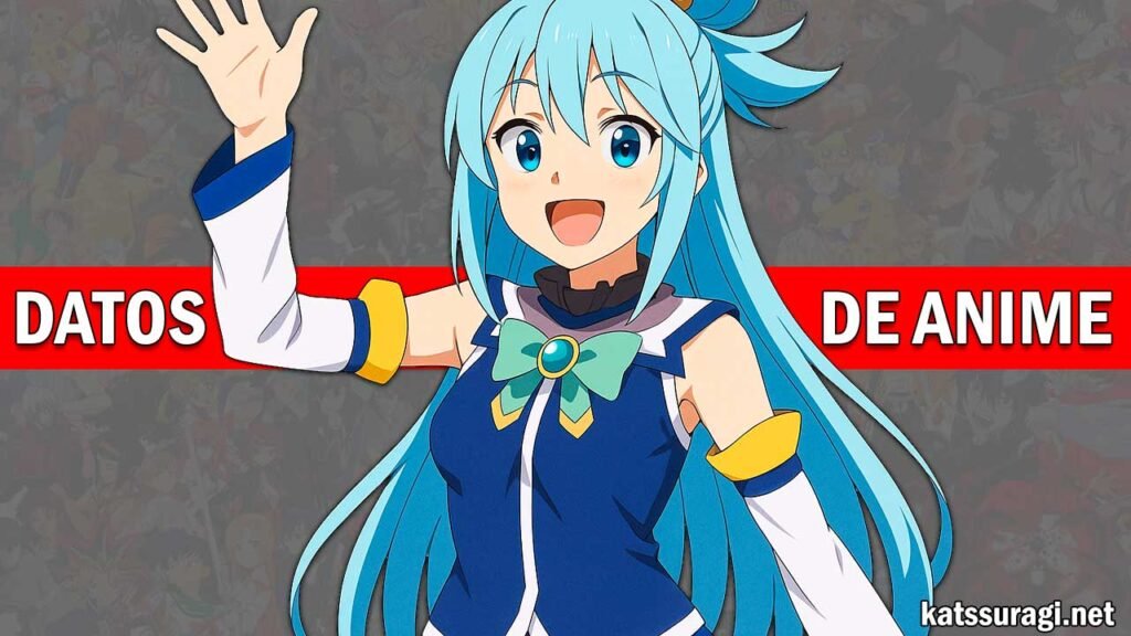 imágen de portada con Aqua personaje feminino del anime konosuba usada como imágen destacada de la página web de curiosidades de anime katassuragi.net