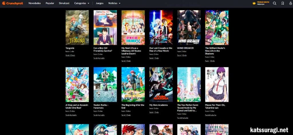 plataforma crunchyroll para ver anime
